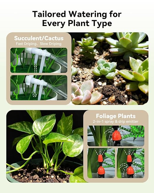 BAOSHISHAN Automatic Plant Waterer Indoor with Upgraded 2-in-1 Spray&Drip Emitter, Indoor Plant Watering System with Programmable Timer, Battery Powered Plant Watering Devices for 15 Plants