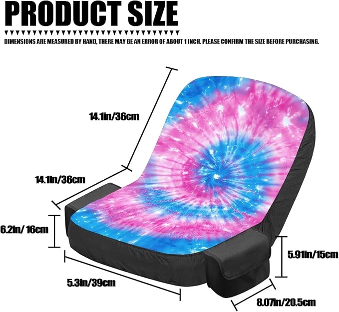 Tie Dye Tractor Seat Cover with Drink Pouch Waterproof Lawn Mower Seat Cover Protector with Side Pockets Compatible with Craftsman Cub Cadet Kubota