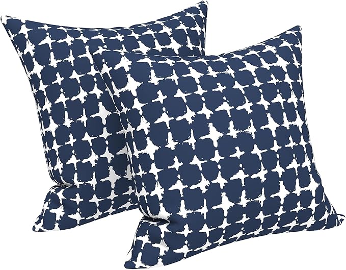 LVTXIII 2 Pack Outdoor Throw Pillow Covers for Patio Furniture, 16x16 Inch Square Pillow Case, Water-Repellent Cushion Covers for Garden, Porch, Sofa, Tie-Dye Navy