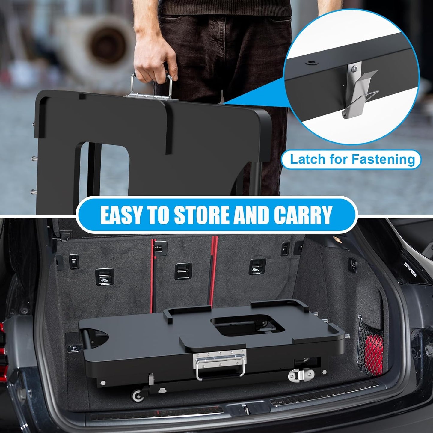 Grill Stand for Ninja Woodfire Outdoor Portable Prep Cart Table Station for Ninja XSKUNSTAND OG700 OG800 OG900 OO101 Series and Smoker Pizza Oven Accessories with Wheels & Grill Cover