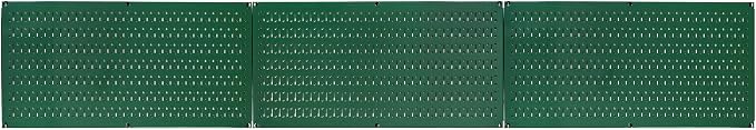 Wall Control Pegboard Value Pack - (3) Pack of Wall Control 16-Inch Tall x 32-Inch Wide Horizontal Green Metal Wallboards for Home & Garage Tool Storage Organization (Green Pegboard)