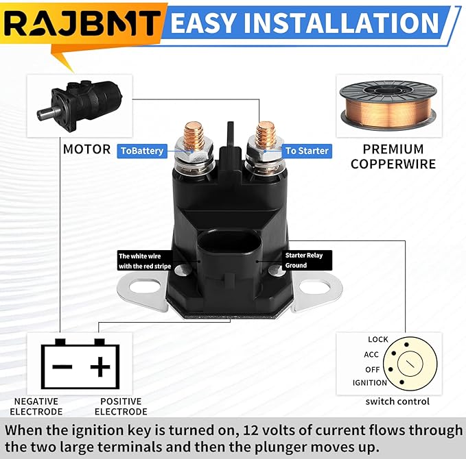 12V Lawn Mower Solenoid Parts 04781700 Starter Solenoid Part Compatible with Ari-ens Gravely Z00M IKON ZTX ZT XL Zero Turn Mower ATV Vehicle Snowmobile Garden DIY Tool