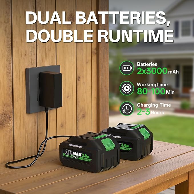 SOYUS 2-in-1 Pole Saw 8-Inch Cordless and 18-Inch Pole Hedge Trimmer, Pole Saw for Tree Trimming with 2x 3.0Ah Battery & Charger, 15-Foot Max Reach Pole Chainsaw with Multi-Angle, Auto Oiling