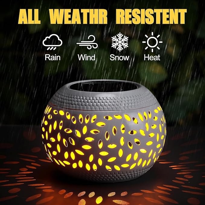 Solar Table Lanterns Outdoor Waterproof - 2 Pack LED Lamp White Metal Tabletop Light Solar Powered Decorative Lantern for Indoor Desk Bedroom Patio Garden Pathway Yard