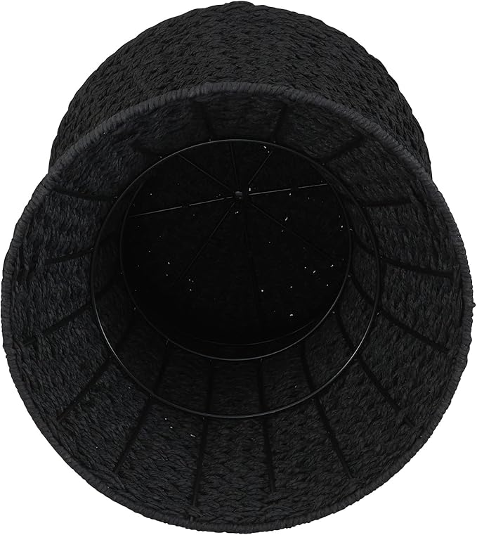 Household Essentials Handwoven Paper Rope Stool with Hourglass Shape, Black