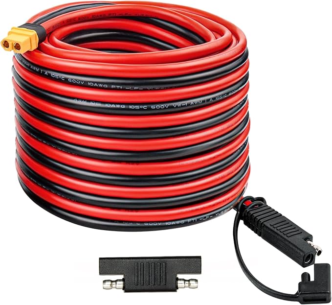 MOOKEERF 10AWG SAE to XT60 Connector Extension Cable 25FT, XT60 Female to SAE Cable With Polarity Reverse Adapter for Portable Power Station Solar Panel Generator