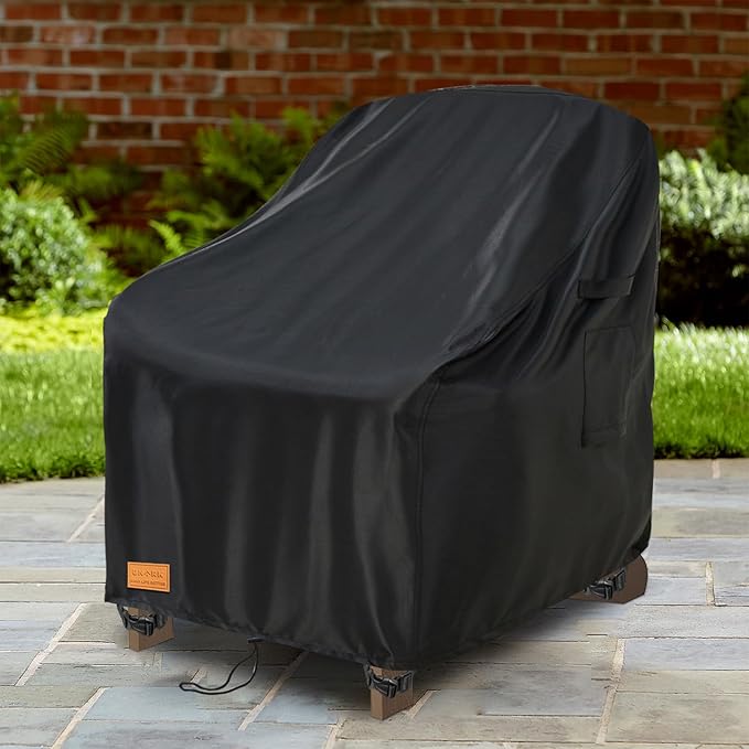 Outdoor Swivel Chair Covers Waterproof 1 Pack, Outdoor Chair Covers Patio Furniture Cover for Deck Patio Swivel Chair Heavy Duty, 28 W x 32 D x 36 H inches,Black