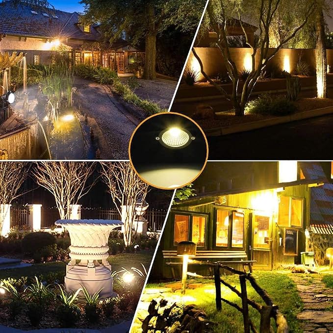 Romwish LED Landscape Spotlight 10W, Outdoor Landscape Lighting 120V Plug-in, 1100LM Waterproof LED Landscape Lights, Landscape Spot Lights for Yard, Garden, Tree, Driveway, 3000K Warm White -12Pack