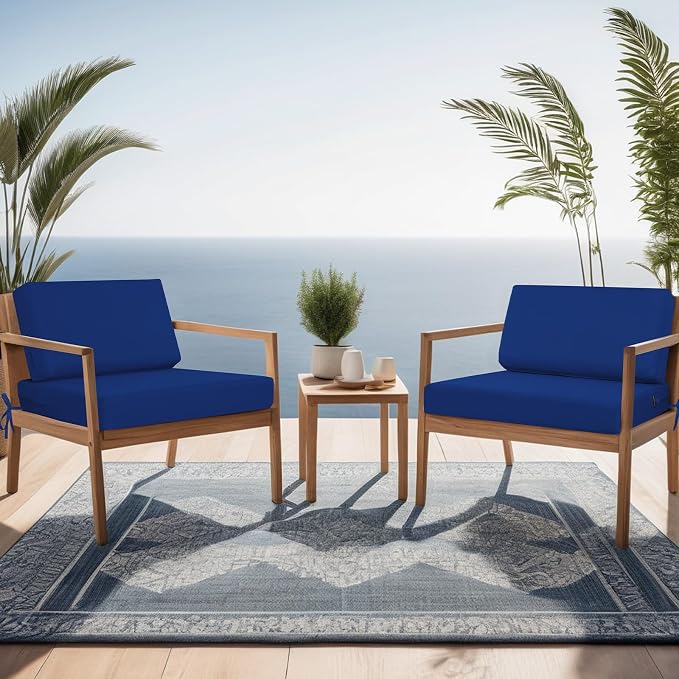 idee-home Outdoor Cushions for Patio Furniture, Outdoor Seat Cushion, Waterproof Couch Hampton Bay Deep Seat Replacement Chair Cushions for Garden Lawn Backyard Deck, 26.5 x 26.5 Navy Bue | Waterproof Hampton Bay Deep Seat Replacement Couch Cushions fo...