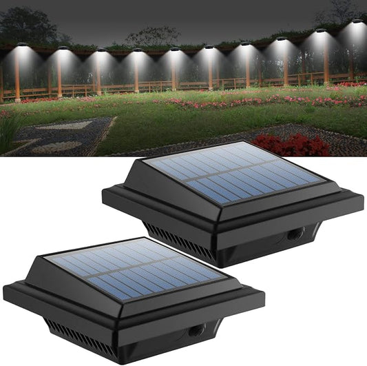 Solar Gutter Lights Outdoor, 40 LEDs Bright Solar Powered led Fence Light Deck Lights Waterproof for Wall, Deck, Fence, Stair, Step and Yard (Black Shell, 2Pack, Cool White)