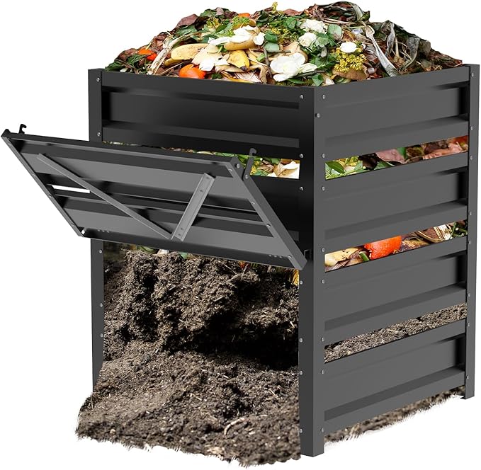 Compost Bin Outdoor -170 Gallon Composter with Rust-Proof Coating, Painted Finish, Large Compost Bin for Producing Fertilizer from Kitchen Waste and Fallen Leaves