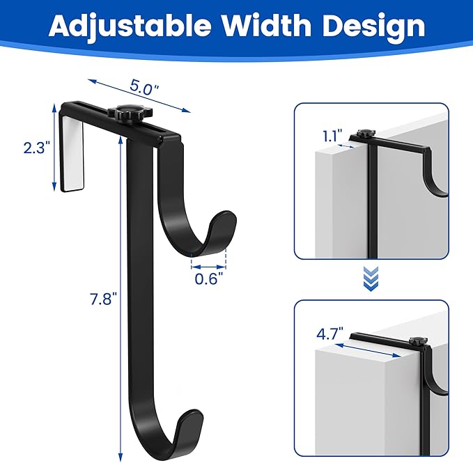 niffgaff 2pcs Double Pool Pole Hooks, Adjustable Thickened Panel Pool Fence Equipment Hooks Metal Hangers for Hanging Tool for Vinyl Fence Pool, Wall, Skimmers, Hose, Swimming Pool Accessories