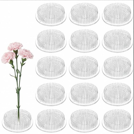 Waydress 16 Pcs 2.8 Inch Plastic Flower Frog Flower Pins Floral Frog for Arrangements Vase Japanese Ikebana Kenzan Floral Arrangement for Crafts Fixed Tools, Wedding Decor, Mother's Day Gifts (Clear)