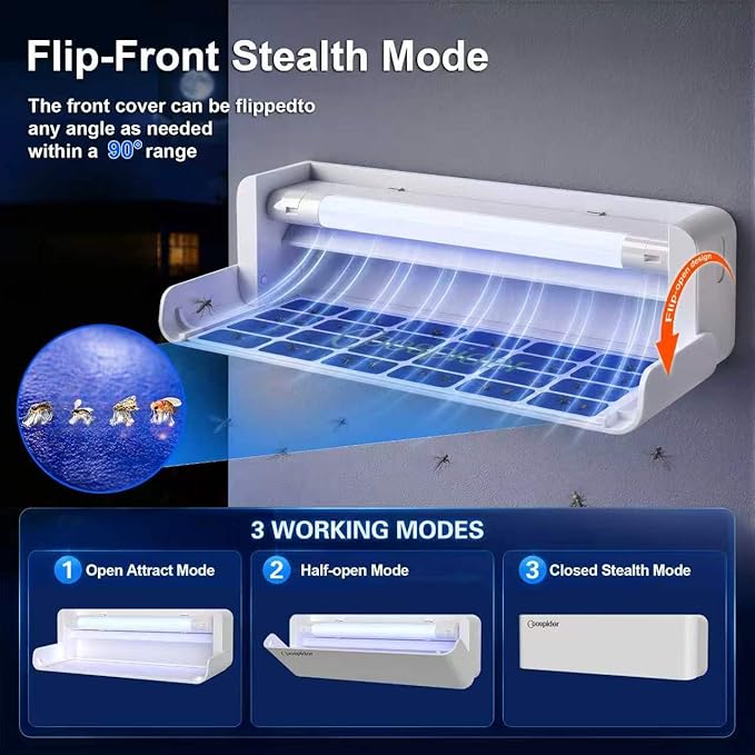 4pack Fly Catcher Indoor,Fruit Fly Traps Indoor for Home,Wall Sconce Fly UV Light Trap for Capturing Flies,Moths, Gnats with 20 Sticky Glue Boards, Bug Catcher Indoor, Light Flying Insect Trap -White
