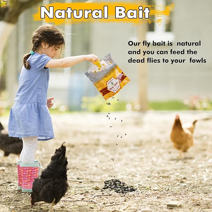 8 Pack Big Fly Traps Outdoor Hanging for Patio, Flies Bags Outdoor Disposable with 50g Bait, Bug Fly Hunter Catcher Killer Control for Barn Horse Ranch Chicken Coop