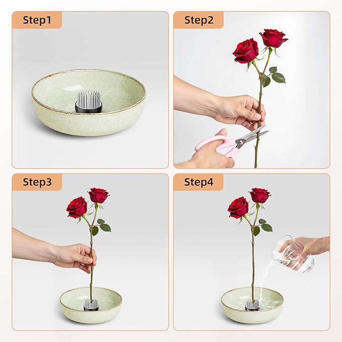 12Pcs Small Vase Flower Frogs,1.34Inch Japanese Ikebana Fresh Flower Pin Holders (Silver)