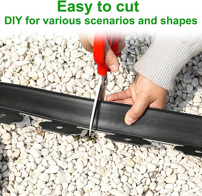 JERIA 2 Inch Tall 66 FT Garden Edging Kit with 90pcs Spikes, Plastic Edging for Landscaping