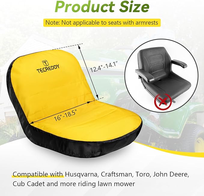Lawn Mower Seat Cover, Weatherproof Heavy Duty Tractor Seat Cover Compatible with John Deere LP92324 Cub Cadet Riding Lawn Mower, Medium