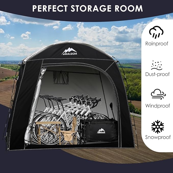Bike Storage shed Tent, 98 * 59 * 79 Inches Outdoor Portable Storage Shed, Made of 210D Oxford Cloth PU4000mm Waterproof Fabric, Suitable for Storing Bicycles, Motorbikes, Garden Tools, Lawn Mower