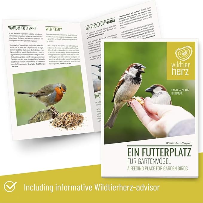 Wildtier Herz | Fat Ball Holder 12" - 5 Year Guarantee - Made of Rustproof Metal Bird Feeding Station for Fat Balls - Ecological Bird Feeder (31cm, Stainless Steel)