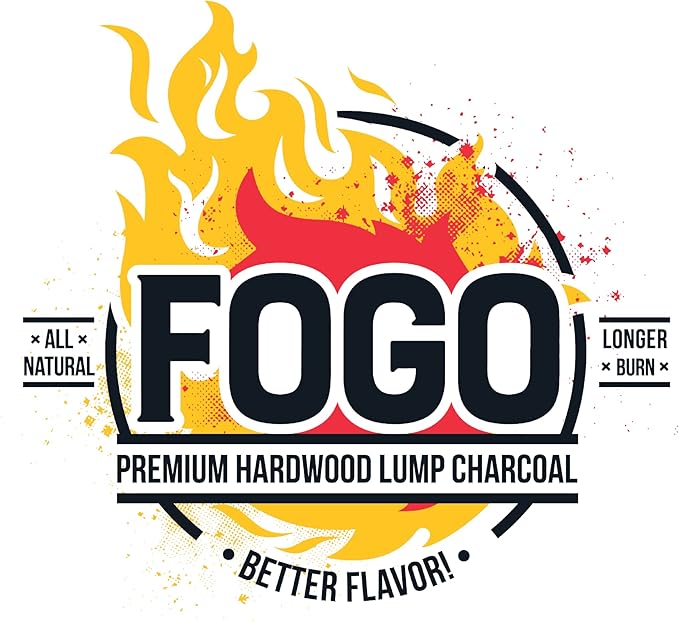 FOGO Premium Hardwood Natural Large Sized Lump Charcoal 17.6 Pound Bag, Fogostarters Natural Fire Starters and Blazaball Bundle