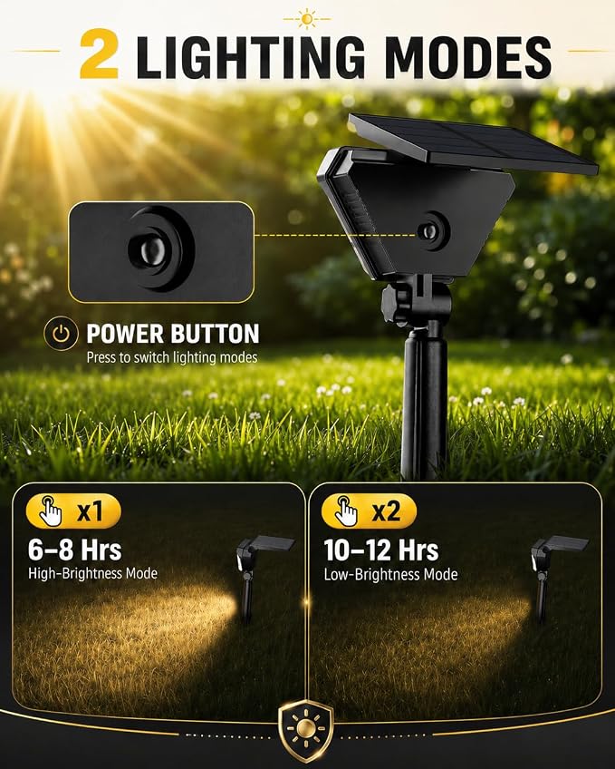 T-SUN Solar Lights Outdoor Waterproof IP65, 6Pack LED Solar Spot Lights Color Changing IP65 Waterproof Smart Auto On/Off for Outside Landscape Garden Yard Lawn Pathway Patio Driveway