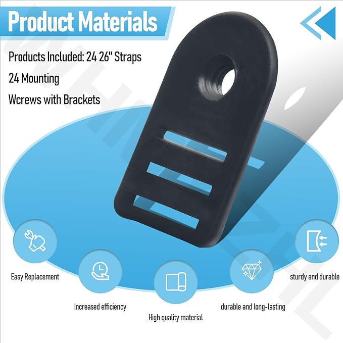 Tube and Solar Cover Fastening Kit FG-FASKIT for F-eherguard Inground and Aboveground Pool Roller - Includes 24 26" Straps, 24 Mounting Wcrews with Brackets, for Securing Solar Blankets to Solar Reels