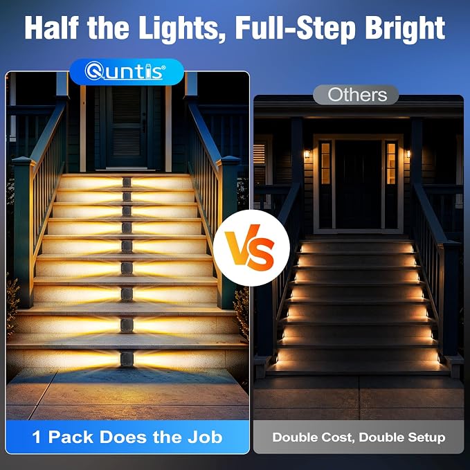 Quntis Outdoor Solar Driveway Lights, 20H Extra Bright Path Safety Markers for Large Yards, Weatherproof Warm White Ambiance Lighting for Dark Steps, Sidewalk, Gardens, Pathway & Pool, 12 Pack