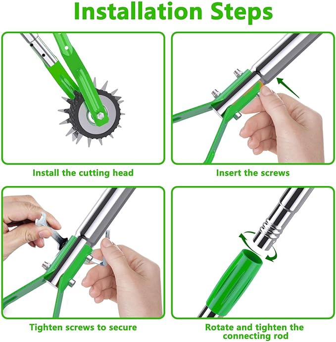 Edger Lawn Tool - 67 inch Wheel Rotary Lawn Edger with Adjustable Stainless Steel Handle, Grass Edge Trimmer for Sidewalks, Driveways & Landscaping (Green)