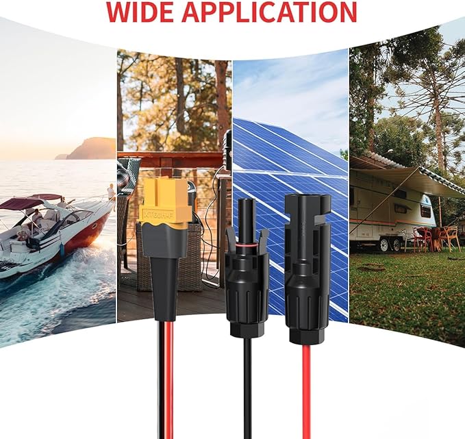 ELFCULB 10AWG 35FT XT60 Solar Cable 2 10 25 35 50 75 100FT XT60 Extension Cable Solar Panel Connector to XT60 Connector for Portable Power Station (35FT)