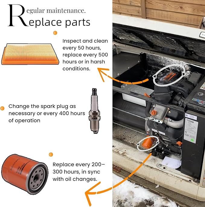 Generator 6485 Maintenance Kit - 0J8478 Air Filter, 070185E Oil Filter, RC12YC Spark Plugs, Compatible with 22KW 16 - 20KW 24KW 26KW Air Cooled Standby Generator with 999cc Engine 2013+ (1 Pack)