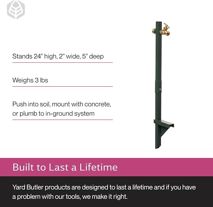 Yard Butler IHBE-6KD Garden Hose Bib Extender - Durable Hose Stand for Keeping It Elevated - Convenient Garden Accessory - Rust-Resistant - Anti-Kink Design - Easy Installation