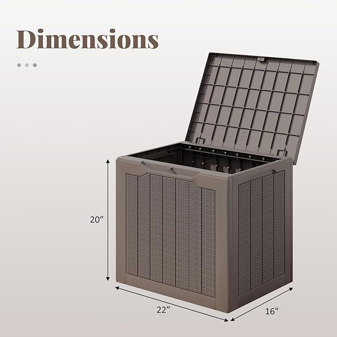 Tangkula 30 Gallon Outdoor Storage Box, Resin Outdoor Storage Bench with Lockable Lid, Waterproof Deck Box for Garden Tools, Pool Accessories, Cushions