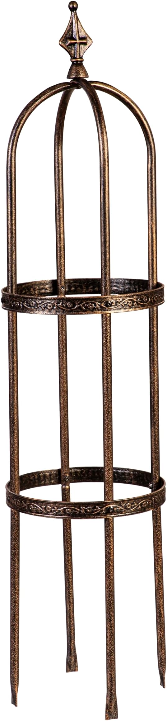 Evergreen 5 ft Garden Trellis for Climbing Plants Vines, Jasmine & Flowers, Rustproof Metal Obelisk Trellises, Outdoor & Indoor Plant Support for Potted Planters (Antique Copper)
