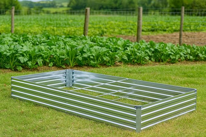 Meberam 2 Pack 6x3x1FT Galvanized Raised Garden Beds Kit Outdoor Metal Gardening Planter Box for Vegetable Elevated Flower Herbs,Silver