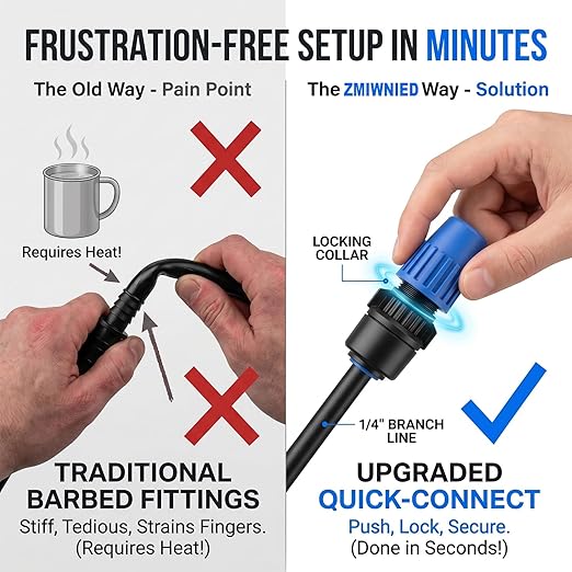 Drip Irrigation Kit – 230FT Automatic Garden Watering System with Quick-Connect 1/4" & 1/2" Fast-Lock Tubing, Adjustable Nozzles & Sprinklers for Greenhouse, Lawn, Potted Plants