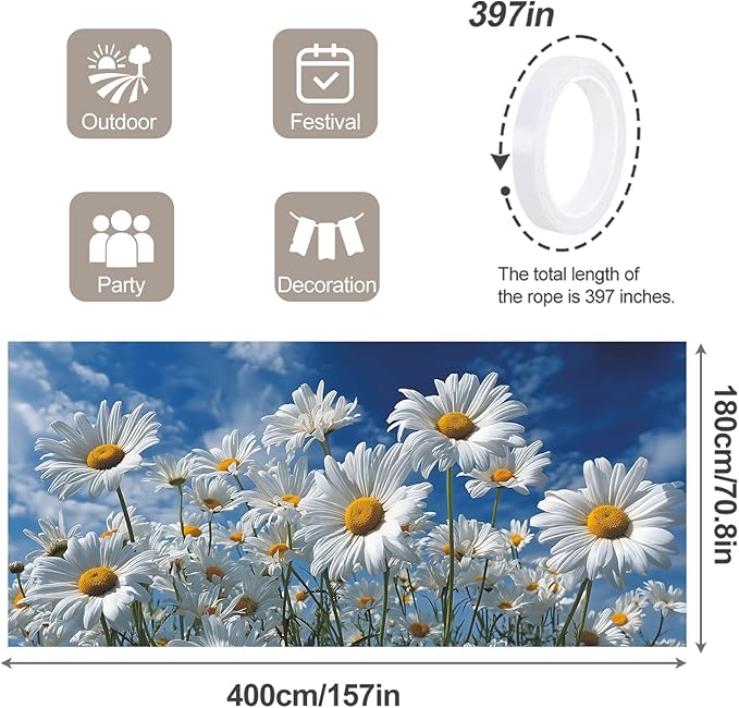 6 * 13FT Daisy Garage Door Cover Decorations Spring Flower Garage Door Banner for Outdoor Indoor Spring Party Photography Backdrop