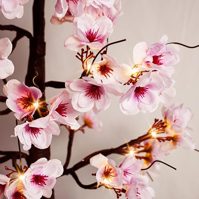 Uieke Cherry Blossom Tree, 6FT 96 Fairy Lights Artificial Lighted Tree for Home Inside Outdoor Spring Wedding Party Festival Decor, Warm White