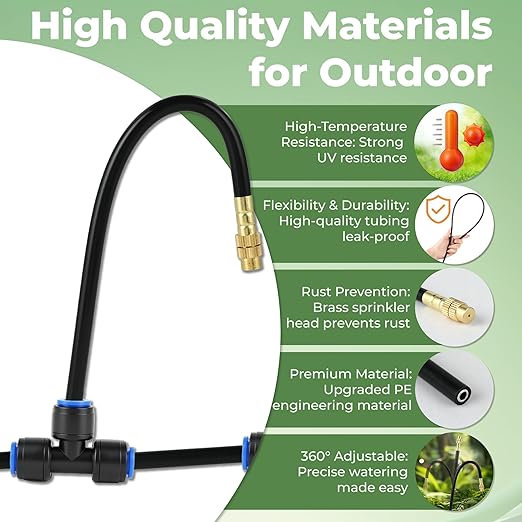 120FT Drip Irrigation System for Garden: Quick Connect PE Tubing Automatic Water Sprinkler Kit Adjustable Misting Part 1/4" Watering Hose for Outdoor Raised Bed Plants Flower Yard Greenhouse