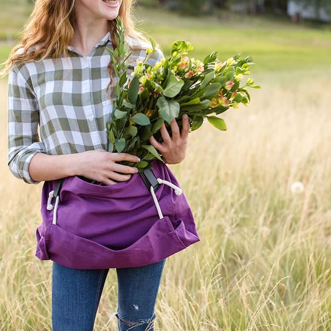 Roo Gardening Apron with Pockets for Women & Men - Canvas Garden Apron with Harvesting Pouch, Water-Resistant, Washable