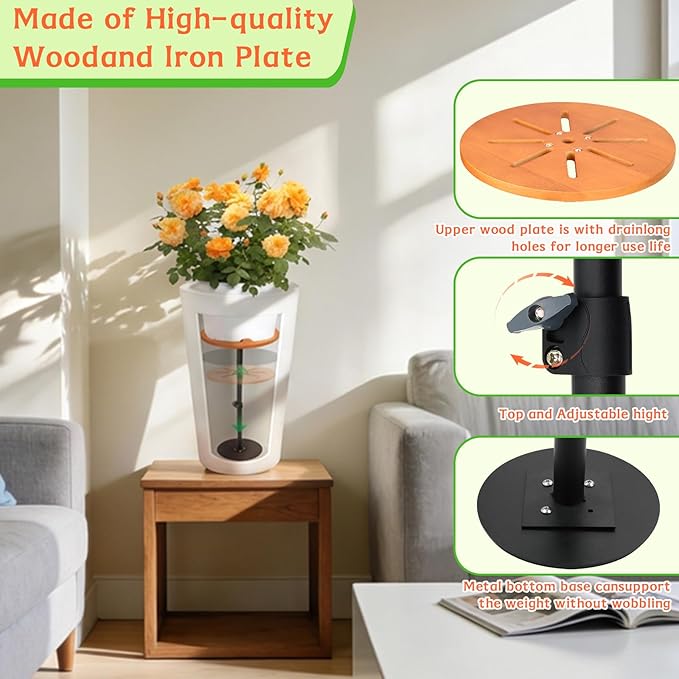 Plant Risers for Inside Pots,Adjustable Planter Insert for Large Pots,Plant Filler Lift Insert Flower Pot Riser for Outdoor Indoor Tall Large Planter Container,17-32” Rise,8" Base, 10" Top-1pack