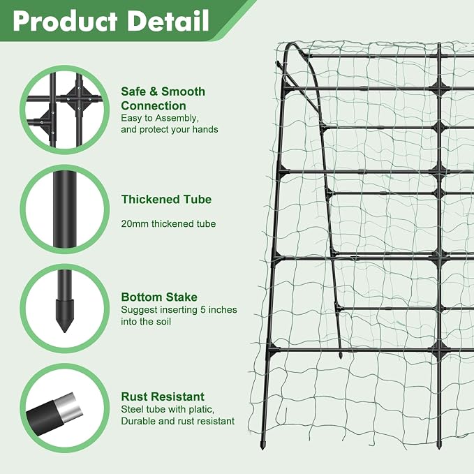GOJAWAY 5.4L x 5W x 7H FT Metal Garden Trellis, Garden Arch Trellis for Climbing Plants, Outdoor Plant Support Frame for Garden Yard Patio