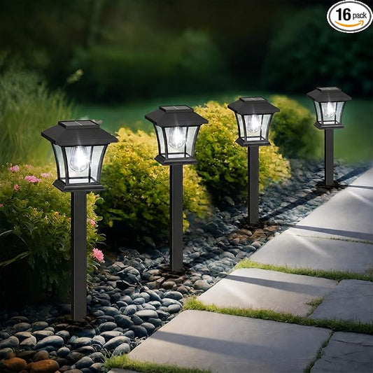 Sparkblaze 16 Pack Solar Pathway Lights Outdoor, LED Solar Yard Lights with Dusk to Dawn Solar Garden Lights for Lawn, Walkway, Path & Landscape Lighting. (16, Cold White)