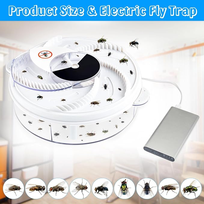 Qualirey Electric Fly Trap Fly Bug Catcher Pest Device Gnat Flying Insect Trap Automatic Indoor Pest Gnat Traps Reject Control Catcher Repellents Tools for Patios Ranch(USB)