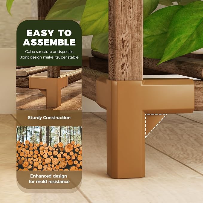 Bamworld Plant Stand Indoor Outdoor Corner Shelf 11 Potted Large Holder for Multiple Plants Wooden Tall Stands Combo Table Rack Garden Patio Lawn Window