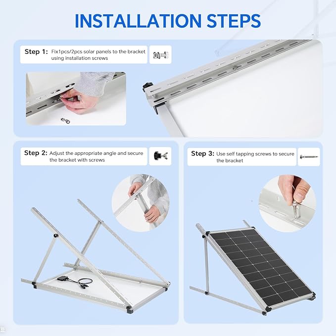 45 Inch 8 Sets Solar Panel Mounting Brackets Kit 0-90 Adjustable Solar Panel Tilt Mount Brackets for 100-400W Panels Windproof for Roof,RV,Ground,Boat and Off-Grid. (8Sets)