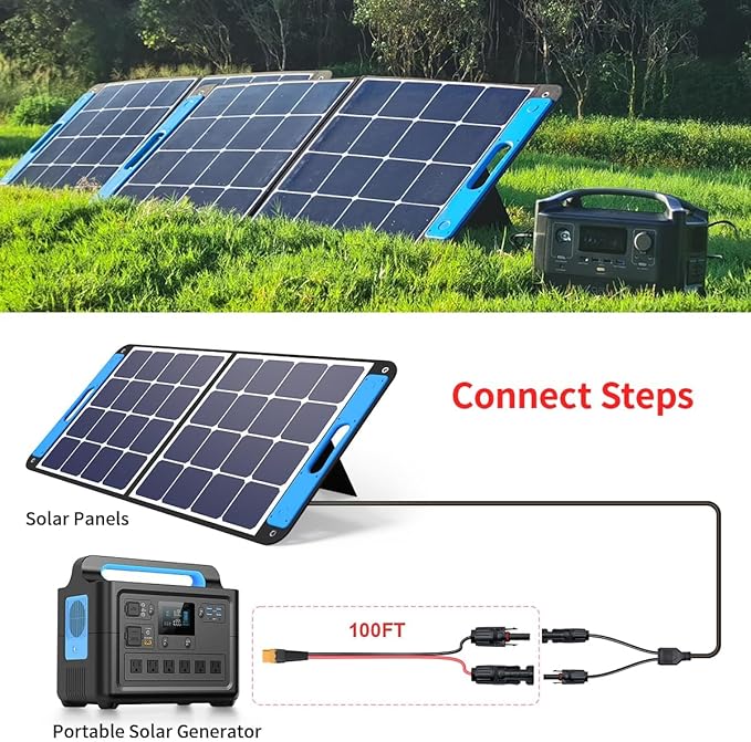 ELFCULB 12AWG 100FT XT60 Solar Cable 2 6 10 25 35 50 75 100FT XT60 Extension Cable Solar Panel Connector to XT60 Connector for Portable Power Station