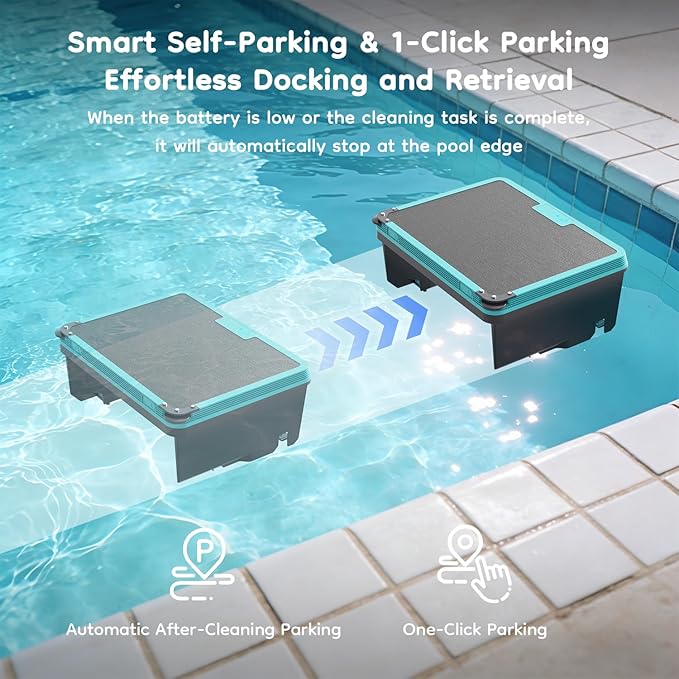 Obito H3 Solar Powered Automatic Robotic Pool Skimmer with APP Support, 24/7 Continuous Cleaning Power, Auto Edge-Docking, Dual Charging Modes, Twin Salt Chlorine Tolerant Motors, 180 μm Filtration