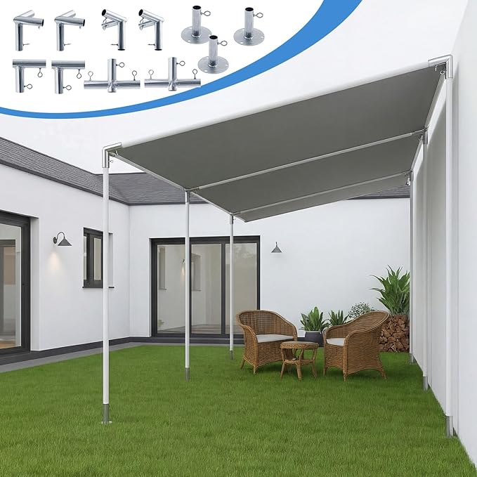 Frienda 6-Leg Lean-to Canopy Fittings for 1-3/8" EMT, 18 Pcs Lean to Carport Frame Connectors Kit DIY Project for Slant Roof Carport, Shed, Gazebo, Greenhouse, Shelter Deck, Pipes Not Included