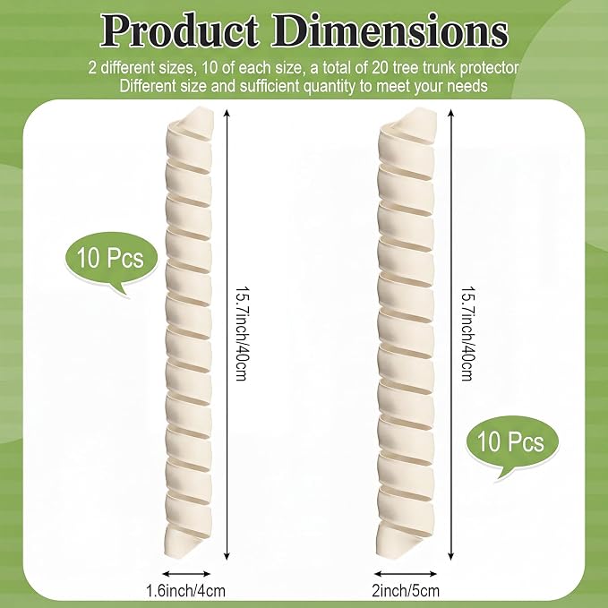 Wesiti 20 Pcs Tree Trunk Protector Plastic Spiral Trunk Tree Wrap Guard Bark Tube Protectors to Protect Bark Saplings from Deer Cats Rodents Rabbit Mowers (Beige)